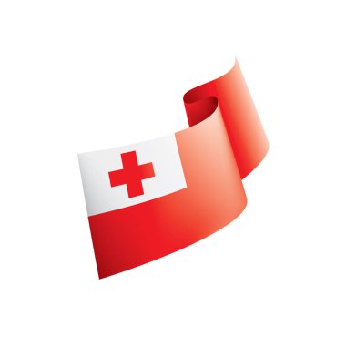 Tonga bayrağı, beyaz arkaplanda vektör illüstrasyonu.
