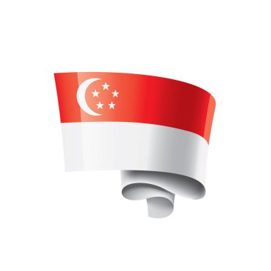 Singapur bayrağı, beyaz arkaplanda vektör illüstrasyonu.