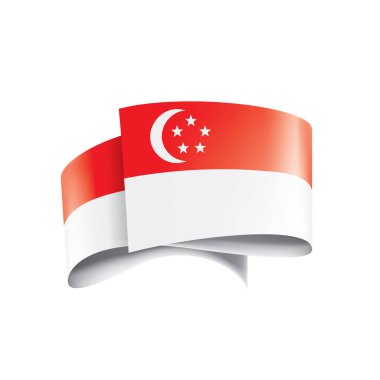 Singapur bayrağı, beyaz arkaplanda vektör illüstrasyonu.
