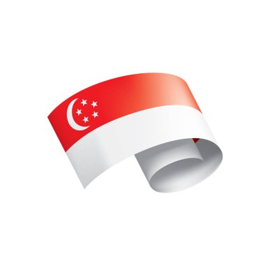 Singapur bayrağı, beyaz arkaplanda vektör illüstrasyonu.