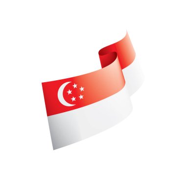 Singapur bayrağı, beyaz arkaplanda vektör illüstrasyonu.