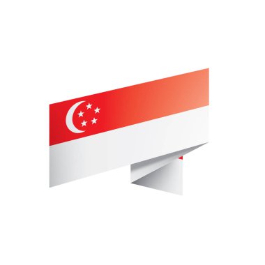 Singapur bayrağı, beyaz arkaplanda vektör illüstrasyonu.