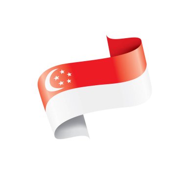 Singapur bayrağı, beyaz arkaplanda vektör illüstrasyonu.