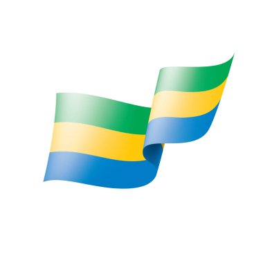 Gabon bayrağı, beyaz arkaplanda vektör çizimi.