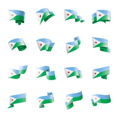 Cibuti bayrağı, beyaz bir arka plan üzerinde vektör çizim