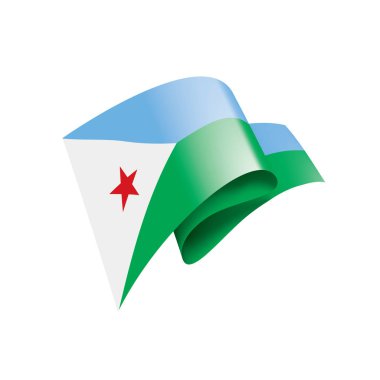 Cibuti bayrağı, beyaz bir arka plan üzerinde vektör çizim