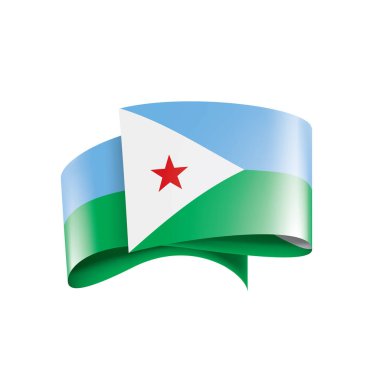 Cibuti bayrağı, beyaz bir arka plan üzerinde vektör çizim