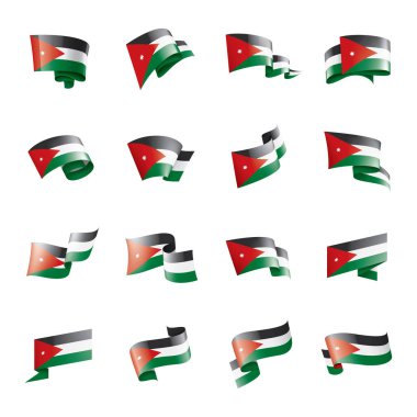 Ürdün bayrağı, beyaz arkaplanda vektör illüstrasyonu