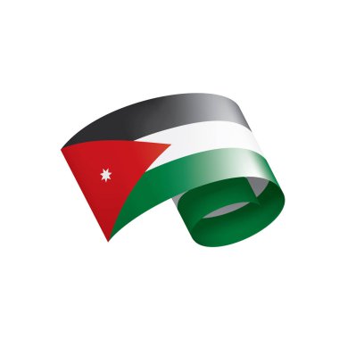 Ürdün bayrağı, beyaz arkaplanda vektör illüstrasyonu