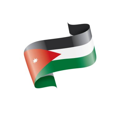 Ürdün bayrağı, beyaz arkaplanda vektör illüstrasyonu