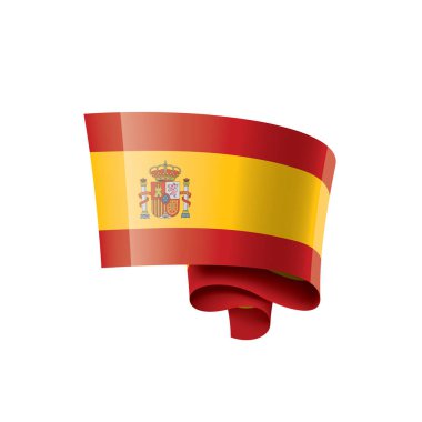 İspanya bayrağı, beyaz arkaplanda vektör illüstrasyonu