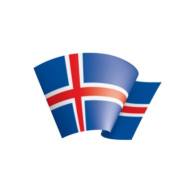 İzlanda bayrağı, beyaz arkaplanda vektör illüstrasyonu