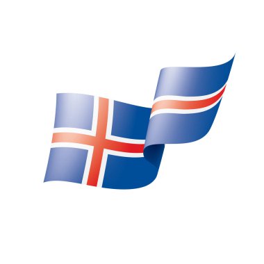 İzlanda bayrağı, beyaz arkaplanda vektör illüstrasyonu