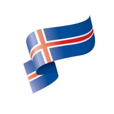 İzlanda bayrağı, beyaz arkaplanda vektör illüstrasyonu