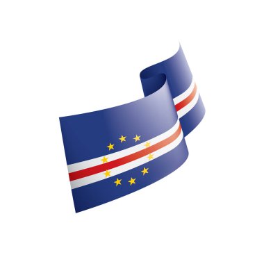 Cape Verde bayrağı, beyaz arkaplanda vektör çizimi