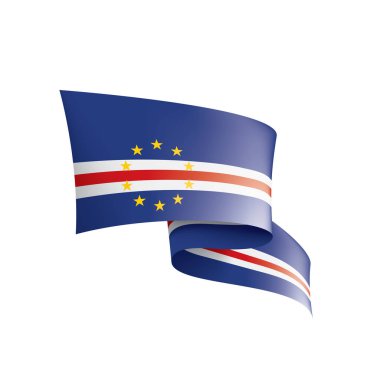 Cape Verde Ulusal Bayrağı, beyaz arkaplanda vektör illüstrasyonu