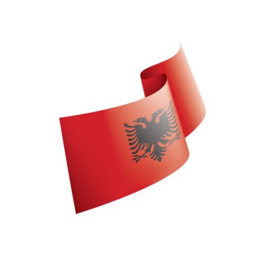 Arnavutluk bayrağı, beyaz bir arka plan üzerinde vektör çizim