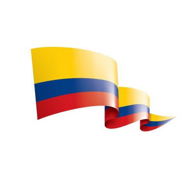 Beyaz arka planda Kolombiya bayrağı, vektör illüstrasyonu