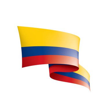 Beyaz arka planda Kolombiya bayrağı, vektör illüstrasyonu