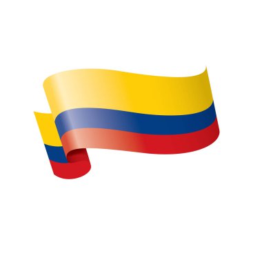 Beyaz arka planda Kolombiya bayrağı, vektör illüstrasyonu