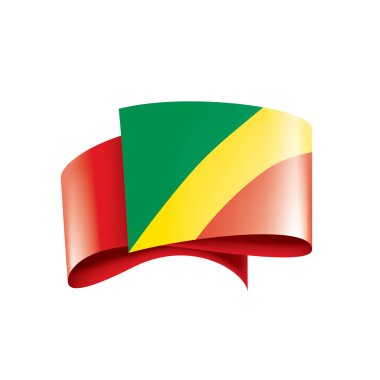 Beyaz arkaplanda Kongo bayrağı, vektör illüstrasyonu