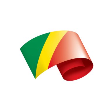 Beyaz arkaplanda Kongo bayrağı, vektör illüstrasyonu