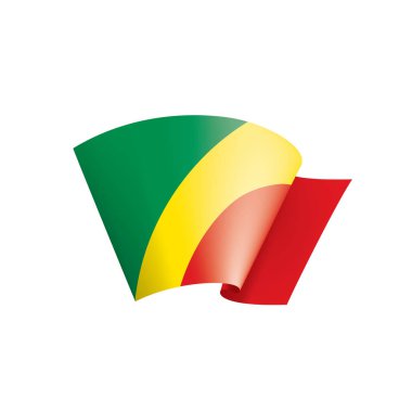 Beyaz arkaplanda Kongo bayrağı, vektör illüstrasyonu