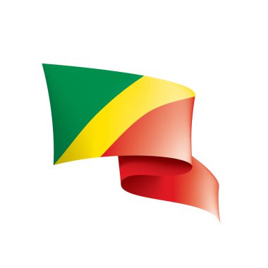 Beyaz arkaplanda Kongo bayrağı, vektör illüstrasyonu