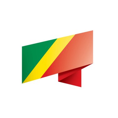 Beyaz arkaplanda Kongo bayrağı, vektör illüstrasyonu