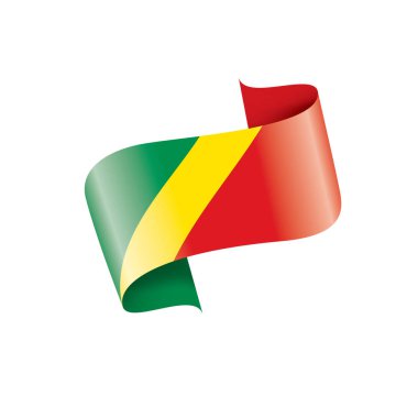 Beyaz arkaplanda Kongo bayrağı, vektör illüstrasyonu