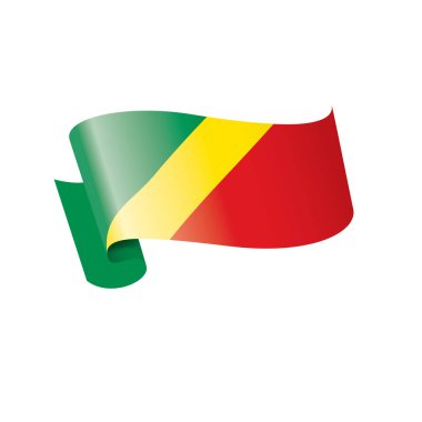 Beyaz arkaplanda Kongo bayrağı, vektör illüstrasyonu