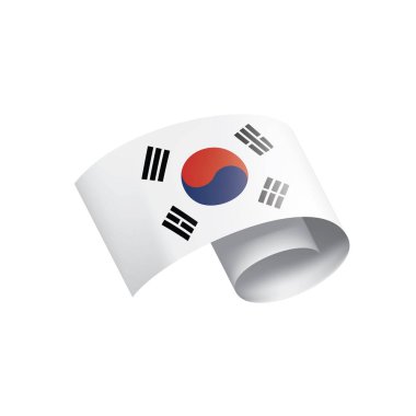 Güney Kore bayrağı, beyaz bir arka plan üzerinde vektör çizim
