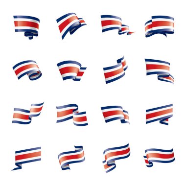 Kosta Rika bayrağı, beyaz arkaplanda vektör illüstrasyonu