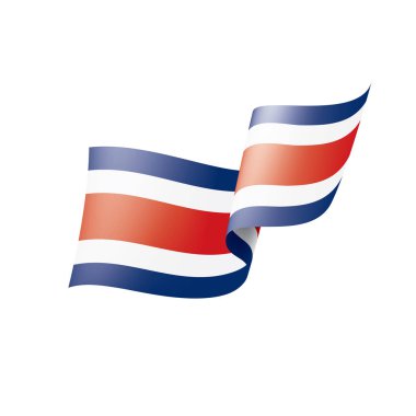 Kosta Rika bayrağı, beyaz arkaplanda vektör illüstrasyonu