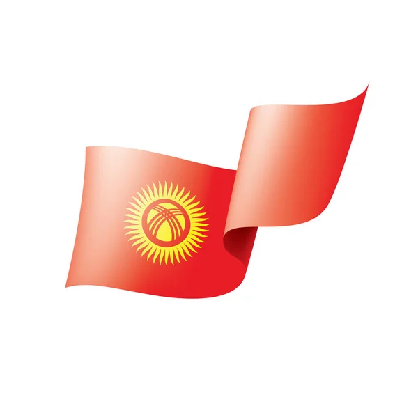 Bandiera kirghizia, illustrazione vettoriale su sfondo bianco — Vettoriale Stock