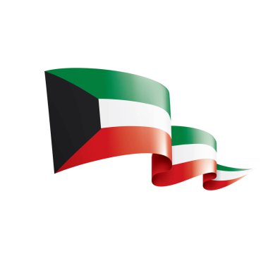 Beyaz arkaplanda Kuveyt bayrağı, vektör illüstrasyonu