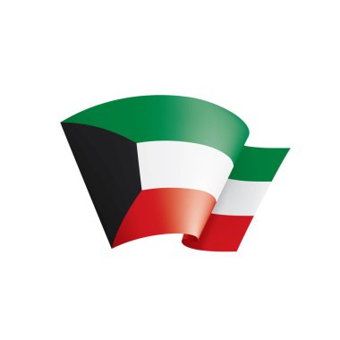 Beyaz arkaplanda Kuveyt bayrağı, vektör illüstrasyonu