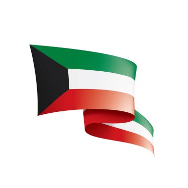 Beyaz arkaplanda Kuveyt bayrağı, vektör illüstrasyonu