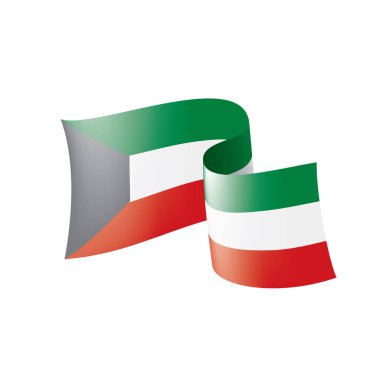 Beyaz arkaplanda Kuveyt bayrağı, vektör illüstrasyonu