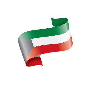 Beyaz arkaplanda Kuveyt bayrağı, vektör illüstrasyonu