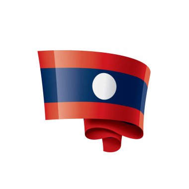 Laos bayrağı, beyaz bir arka plan üzerinde vektör çizim