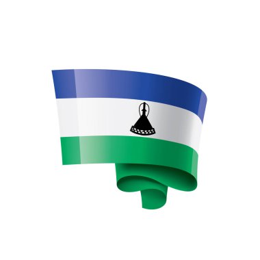 Lesoto bayrağı, beyaz bir arka plan üzerinde vektör çizim