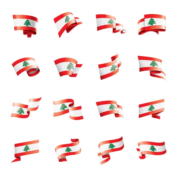 Libanesische Nationalflagge Vektorabbildung Auf Weißem Hintergrund — Stockvektor
