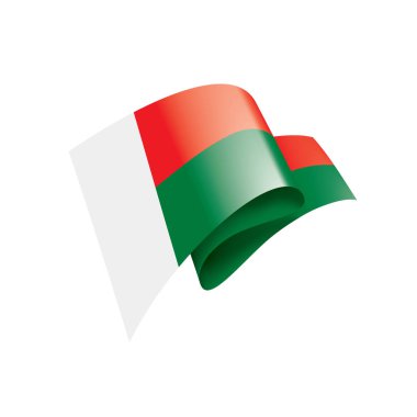 Madagaskar bayrağı, beyaz bir arka plan üzerinde vektör çizim