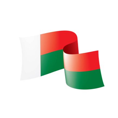 Madagaskar bayrağı, beyaz bir arka plan üzerinde vektör çizim