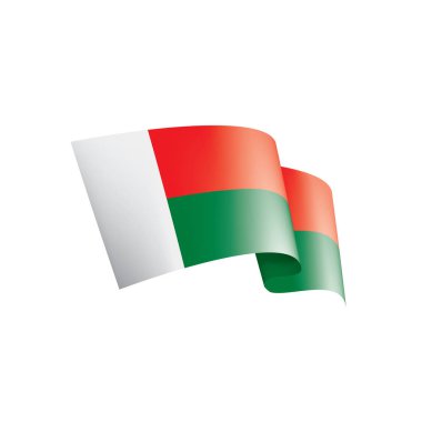 Madagaskar bayrağı, beyaz bir arka plan üzerinde vektör çizim