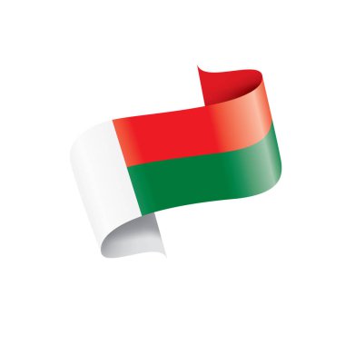 Madagaskar bayrağı, beyaz bir arka plan üzerinde vektör çizim