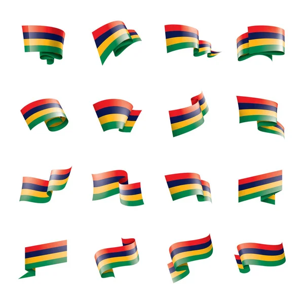 Vlajka Mauritia, vektorové ilustrace na bílém pozadí — Stockový vektor