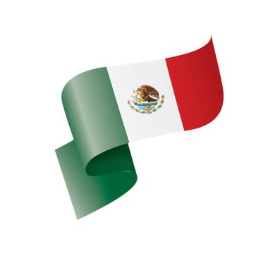 Meksika bayrağı, beyaz bir arka plan üzerinde vektör çizim