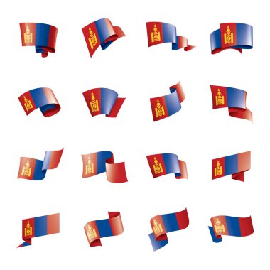 Moğolistan bayrağı, beyaz bir arka plan üzerinde vektör çizim